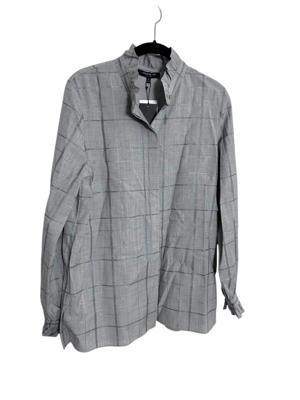 LAFAYETTE 148 New York Wool Blend Windowpane Blouse Size M NWT